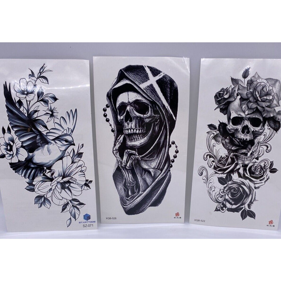 Starttoos Temporary Waterproof Large Body Art Tattoos Sticker 3 Sleeve Set - Picture 3 of 9